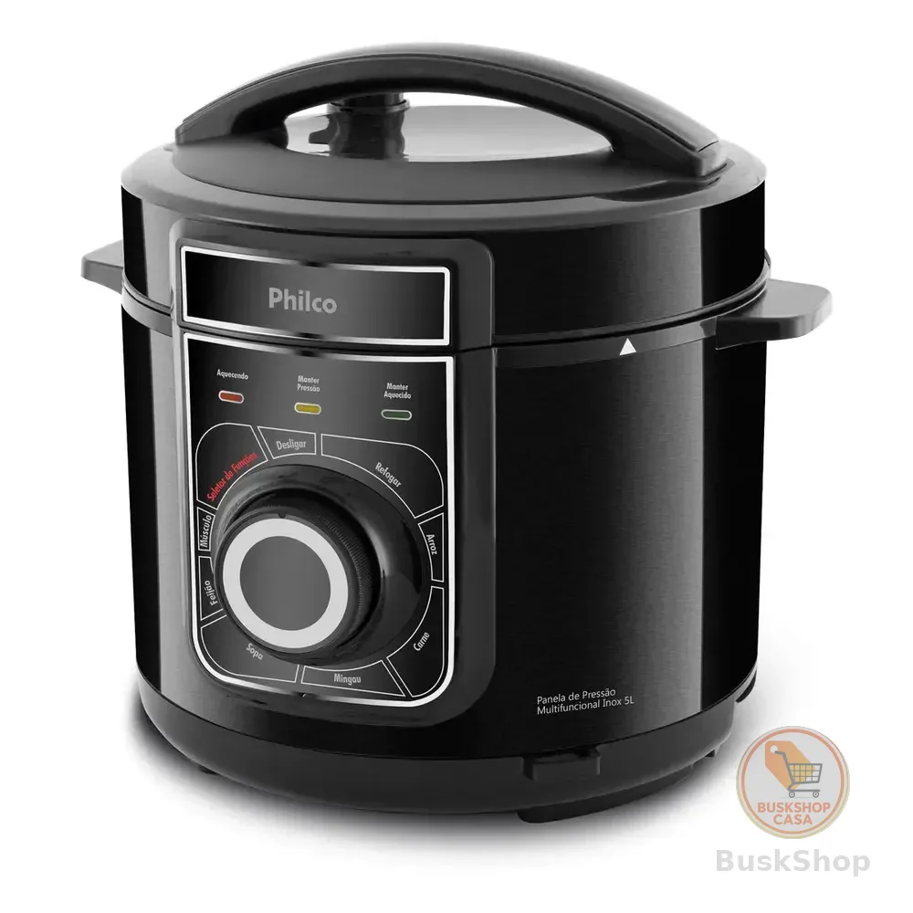 Panela De Pressão Philco Ppp02pi Inox Multifuncional 5l Cor Preto 127v