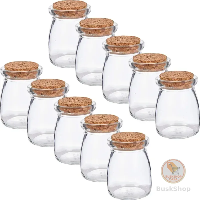10 Unidades Pote Vidro Com Tampa Rolha Cortiça 110ml Tempero Transparente