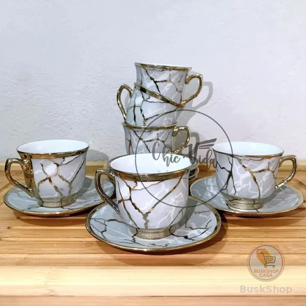Jogo de xícara Cafe Porcelana Kit Xícaras 12 peças ( 6 xícaras+ 6 pires )  porcelana Cerâmica
