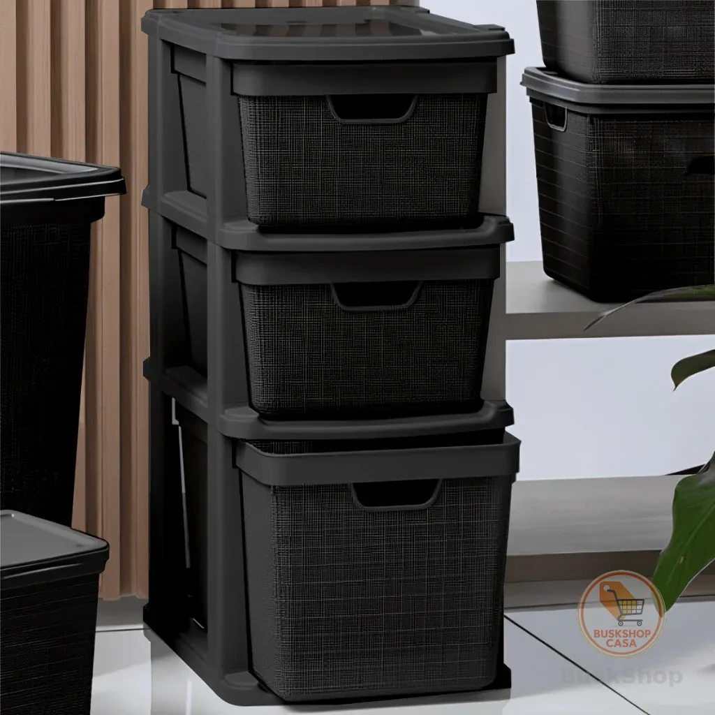 Gaveteiro Organizador de Chão com 3 Gavetas em Plástico Jutta 15 Litros 22 Litros Organização