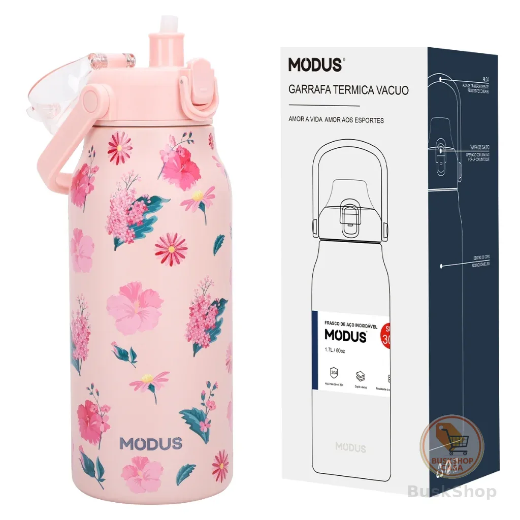 MODUS Garrafa Térmica De Viagem Inox 1700ml Com Isolamento A Vácuo Estampa Exclusiva