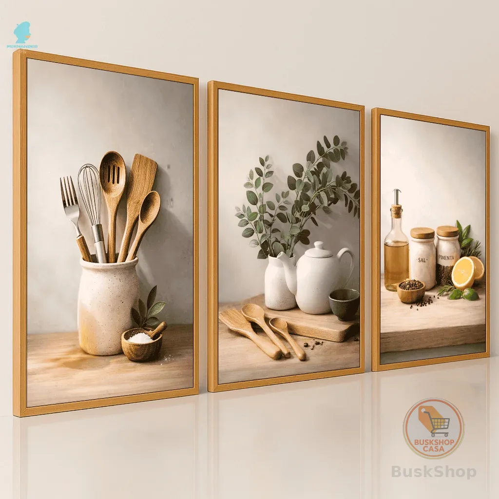 Quadros Decorativos Trio Utensílios de Cozinha Minimalista Moderno Sala Cozinha