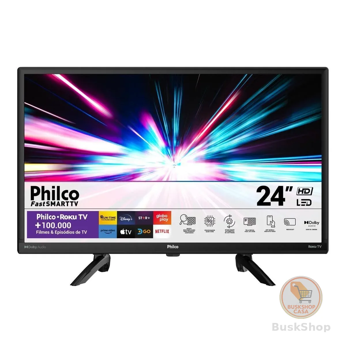 Smart TV 24” Philco PTV24G5YR2CP Roku TV Dolby Audio
