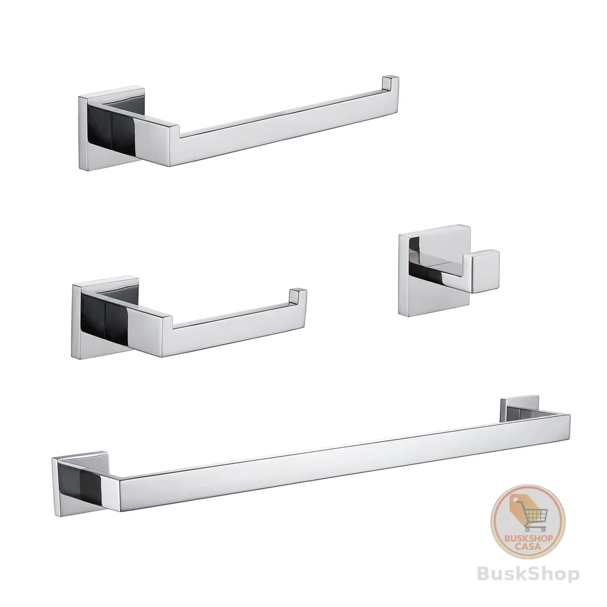 Conjunto De 4 Acessórios Para Banheiro Em Aço Inoxidável 304, Prata