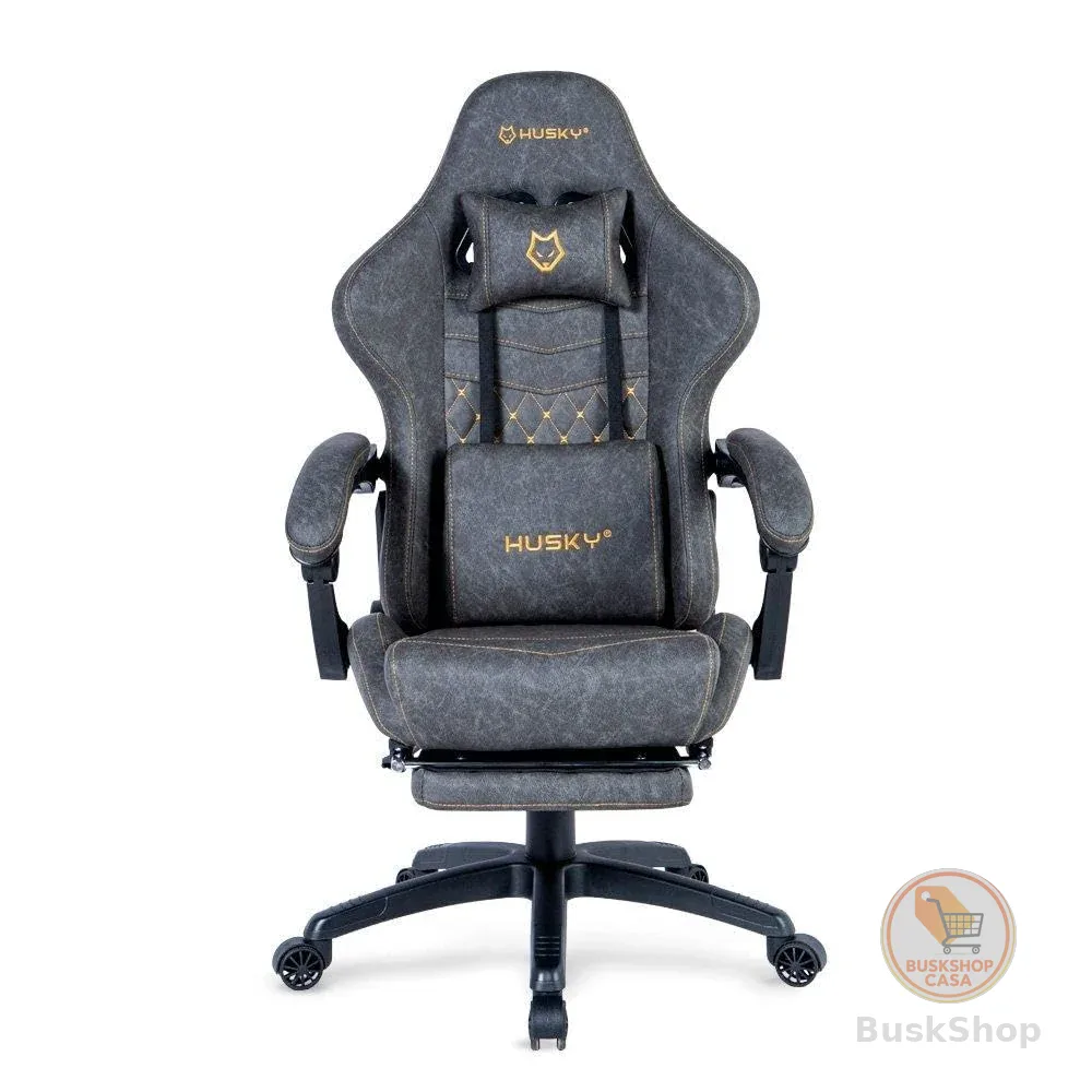 Cadeira Gamer Husky Tempest 700, Até 145kg, Almofadas, Reclinável 150º, PU, Descanso para Pés, Cinza - HCG700CZ