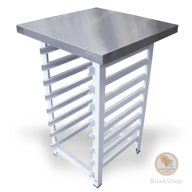 Mesa para Forno 60x60 Tampo em Inox com Capacidade para 8 Assadeiras 35x35 Bancada Apoio