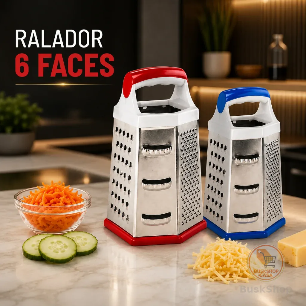 Ralador 6 Faces Multiuso Cozinha Legumes Queijo Verdura Base Silicone