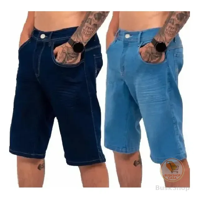 Kit 2 Bermudas Masculinas Jeans C\ Lycra Slim Fit