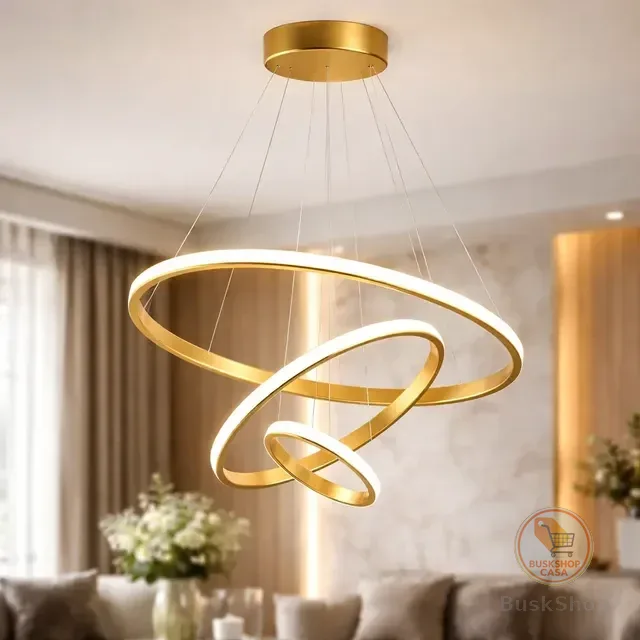 Lustre Teto Led Pendente Moderno ,3 Arcos Luminária Sala 60w