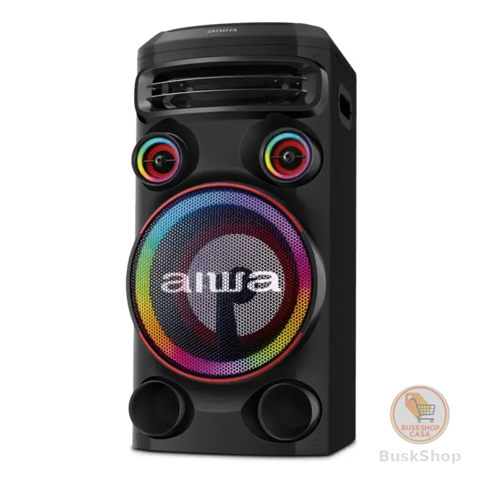 Torre De Som Aiwa T1w-02 1600w 1woofer10  Bluetooth Rgb Usb Fm Dj Preto 127/220v