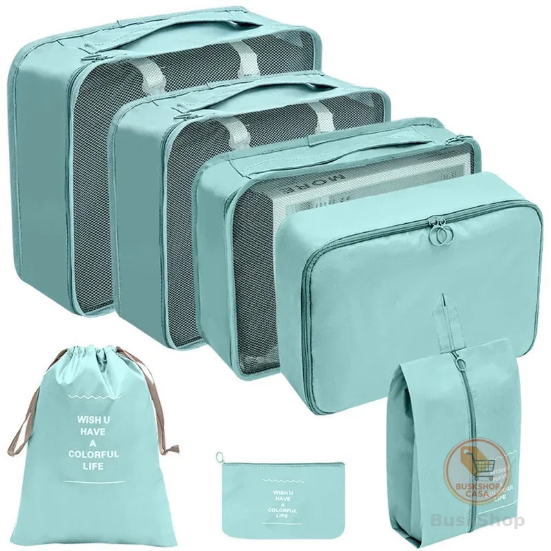 Kit 7 Pecas Bolsa Organizadoras Para Mala Roupas Bagagem Viagem