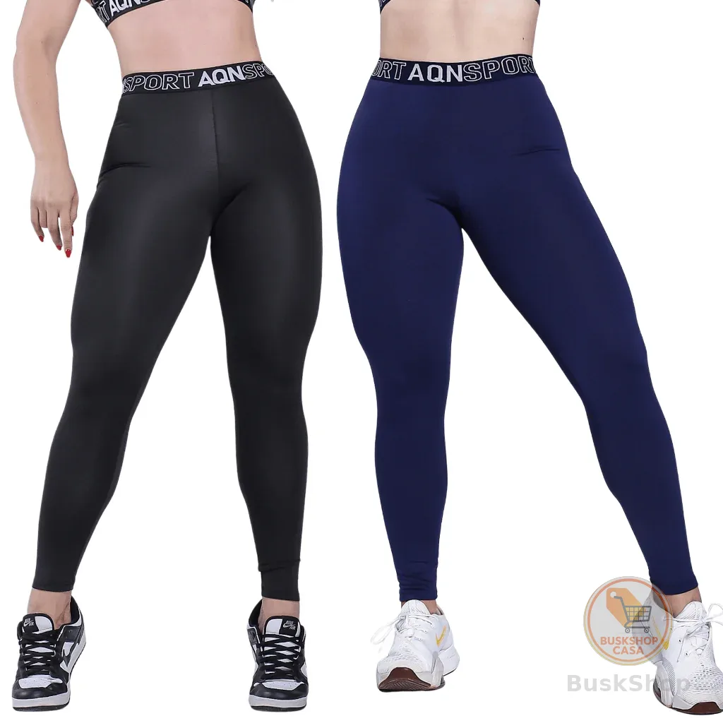 Calça Legging Fitness Basico Elastico Forro Duplo Treino Academia AQN SPORT
