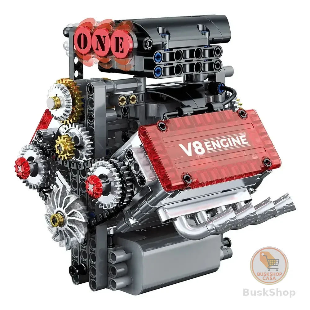 Happy Max Motor V8 Funcional Bloco De Montar Construção 478+ Peças Mini Motor V8 Funcional-dk200 1100 Motor V-8