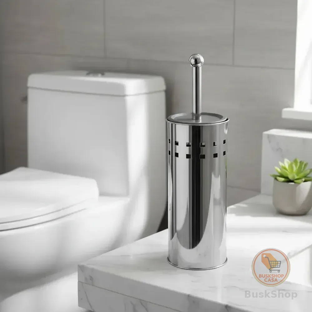 Escova Sanitária Para Limpeza De Vaso De Banheiro Aço Inox Clink Prata