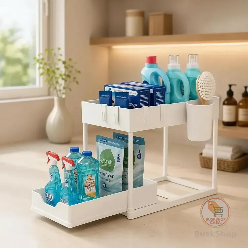 Organizador Multiuso Cozinha Banheiro 2 Níveis Gaveta Master Branco