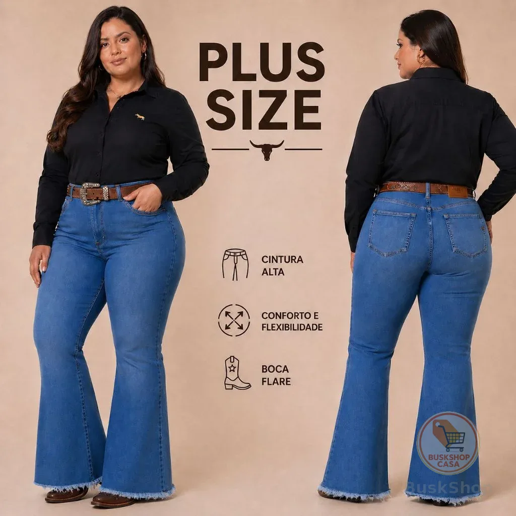 Calça Country Feminina Plus Size Modela o Corpo