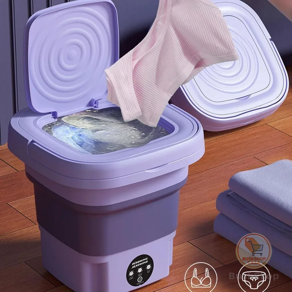Mini Máquina De Lavar Roupa Dobrável Portátil Bivolt Moderna Automática Roupa Viagem