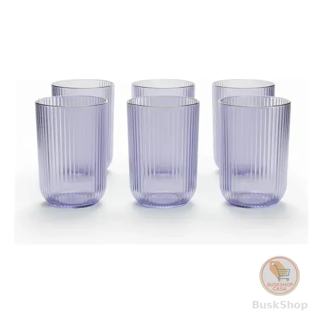 Jogo 6 Copos Elegante De Vidro Detalhado Cameratta 450ml