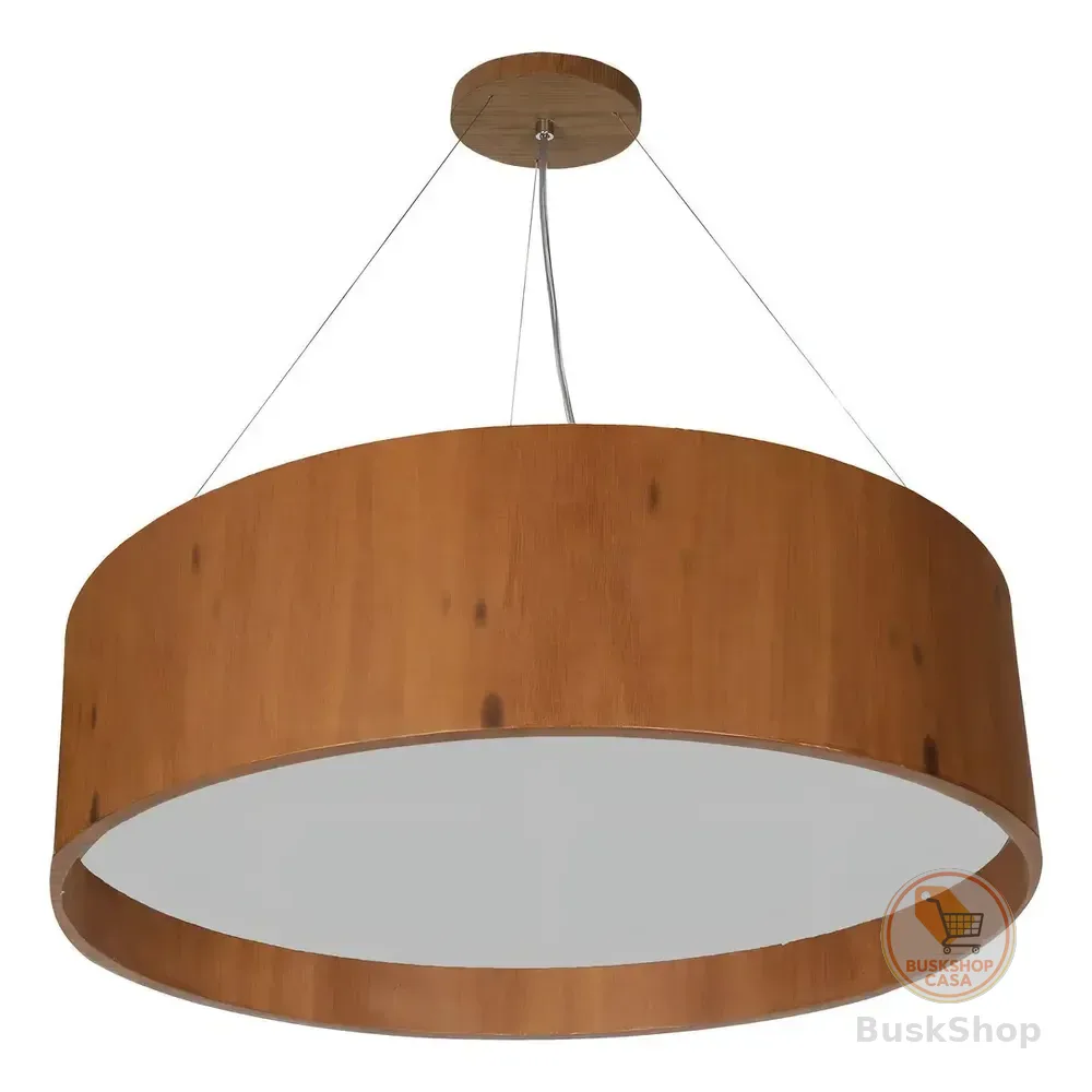 Pendente Adrilustres De Madeira Redondo Bivolt Imbuia 50cm