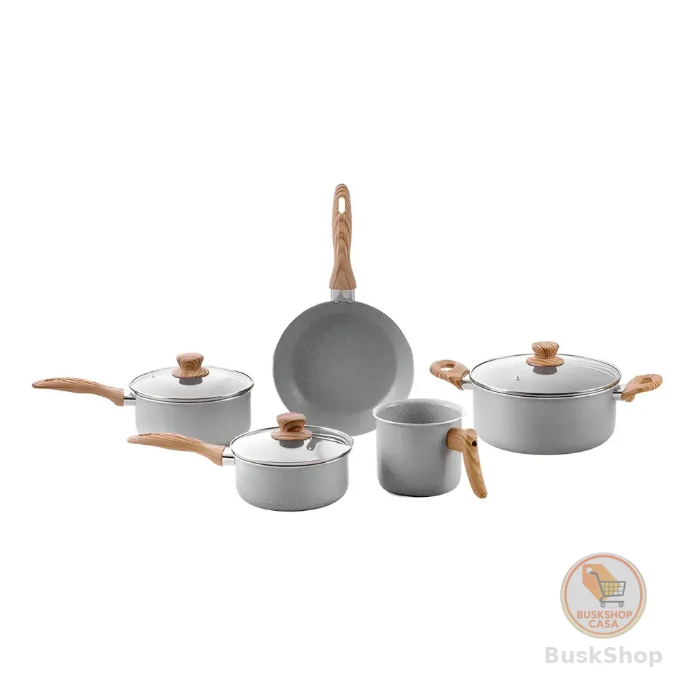 Conjunto De 5 Panelas Gris Brinox Ceramic Life Easy Cinza