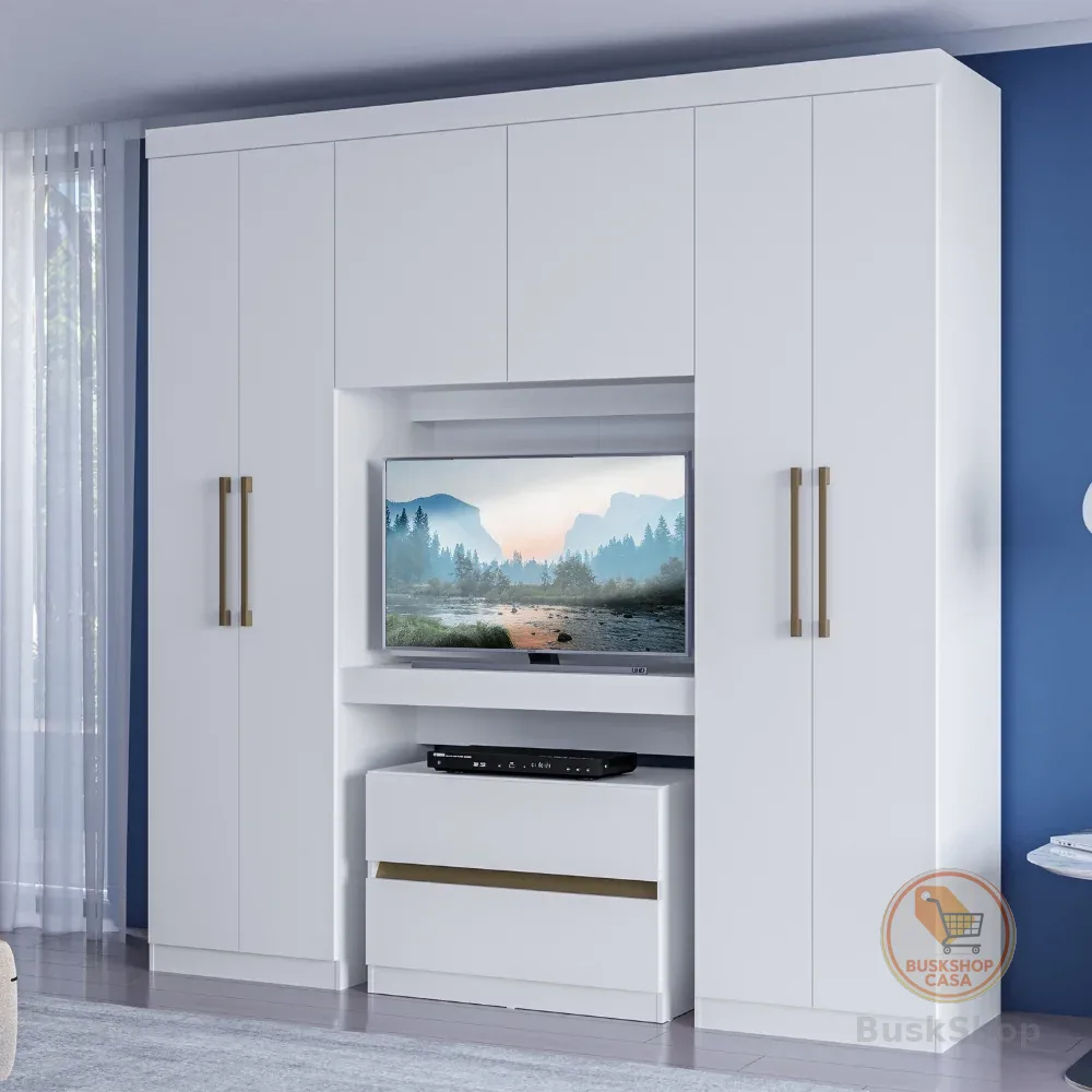 Guarda Roupa Casal 6 Portas 2 Gavetas Porto Branco Carraro