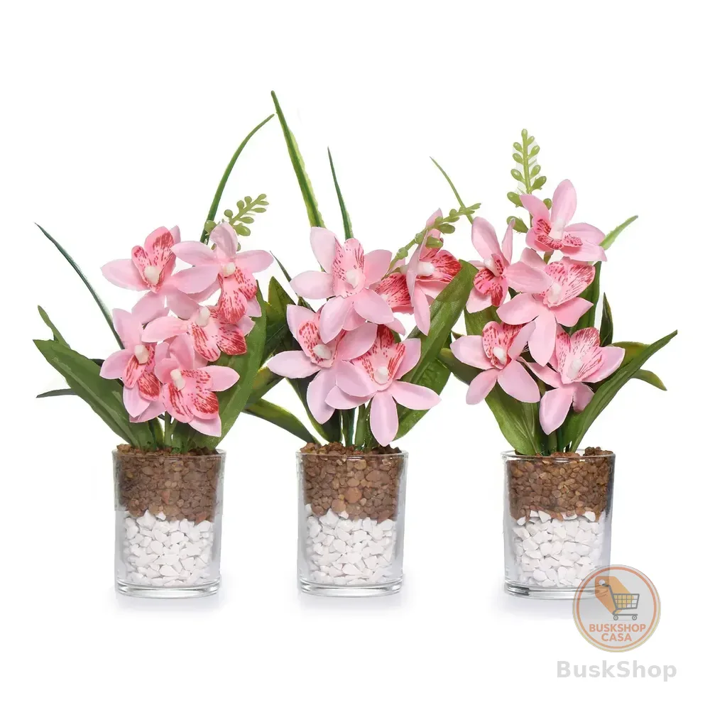 Plantas Decorativas Kit Com 3 Vasinhos Arranjo Artificial  Flor Rosa