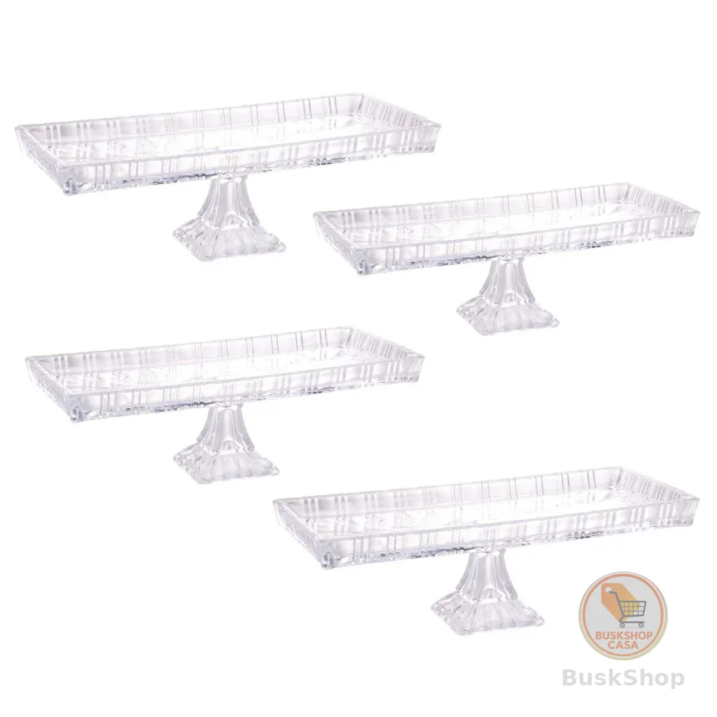 Travessa com pé De Cristal De Chumbo Dragon / Geneva 34x15x10,5cm - 1,2,3 ou 4 Unidades - Lyor
