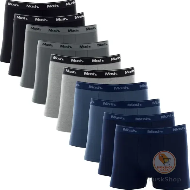 Kit Com 10 Cuecas Boxer Algodão Cotton Masculina Adulto Mash