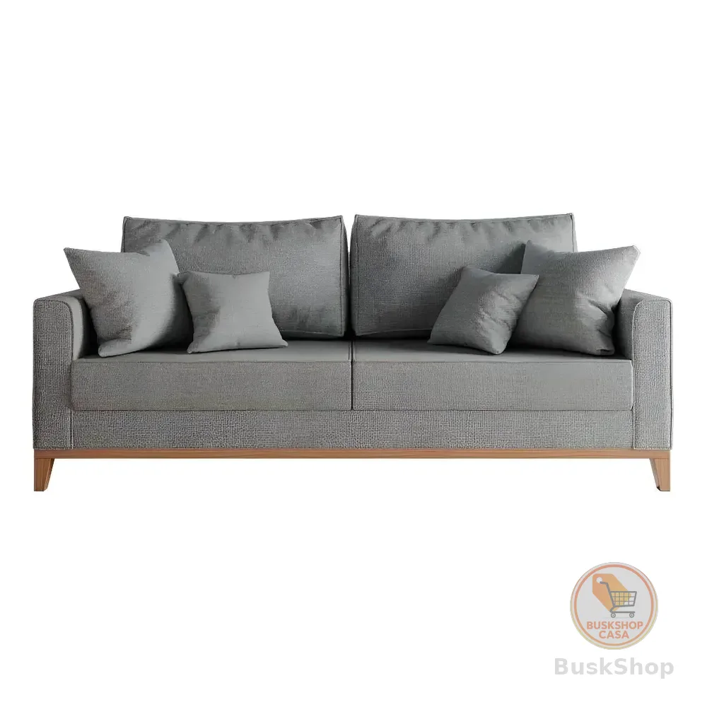 Sofá Mobly Beny 180 De 3 Cuerpos Tela Linho Color Cinza
