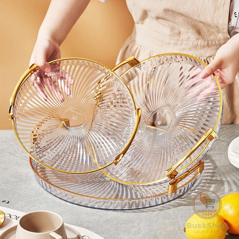 Bandeja Organizadora Decorativa Multiuso Para Servir Nórdica Com Alça e Detalhe em Dourado Decoração de Mesa