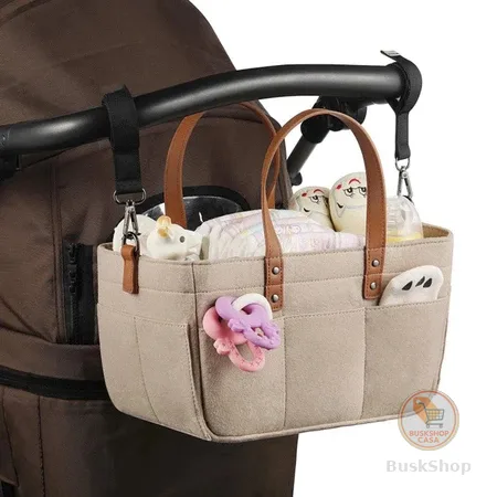 【Pronta Entrega】 Bolsa Organizador Fralda Feltro Bebê Cesto Multiuso Carrinho Portátil Maternidade