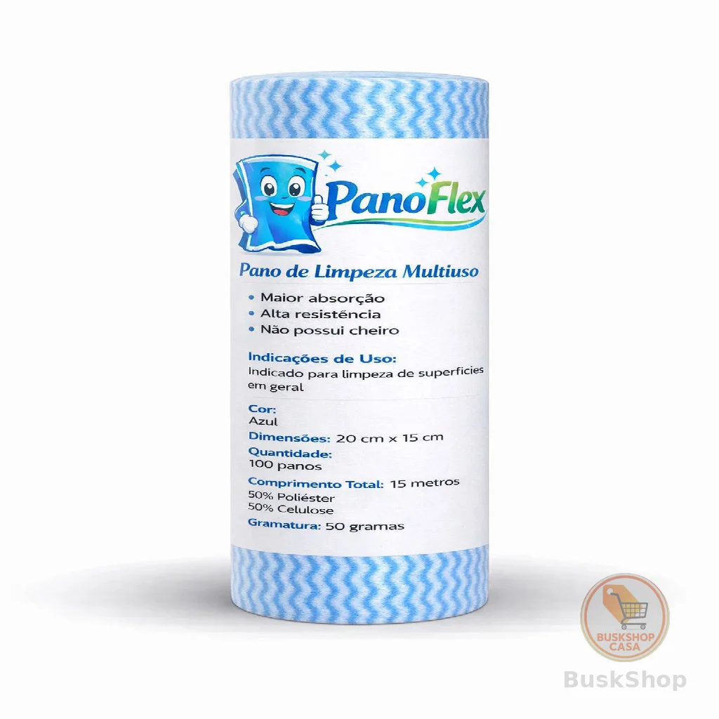 100 unidades Pano de Limpeza Azul PanoFlex 20x15cm Alta Absorção Multiuso