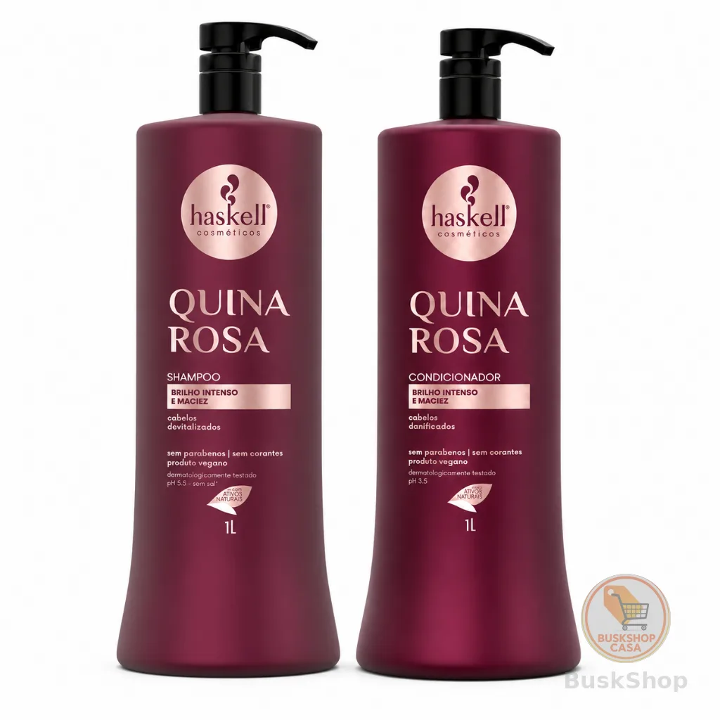 Haskell Shampoo + Condicionador  Quina Rosa 1 Litro - Para Cabelos Danificados