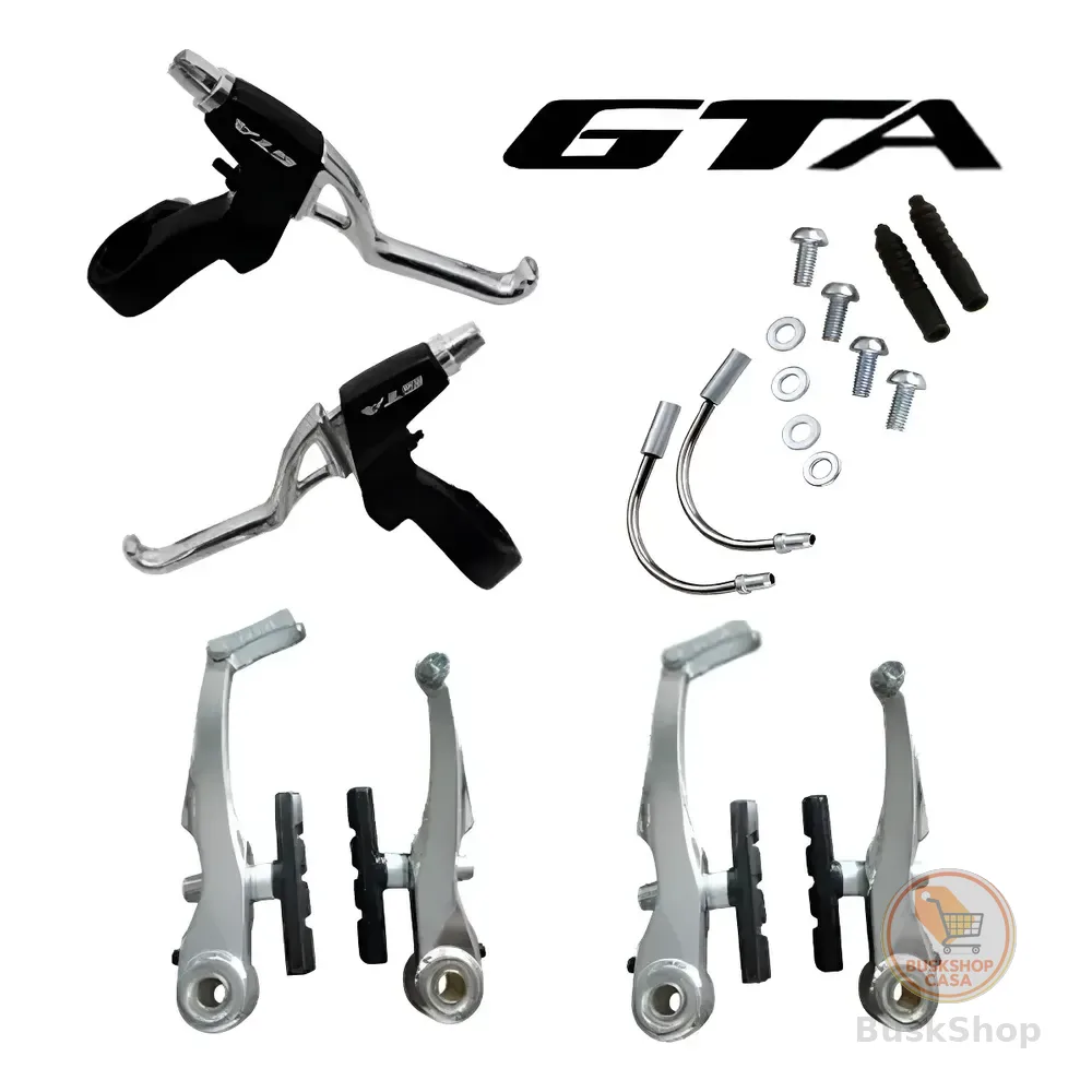 Freio V-brake Gta Alumínio Polido Para Bike Com Manete