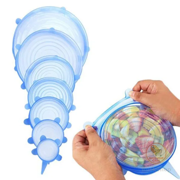 Kit 6 Tampas Silicone Reutilizável Elástica Tapoer Panela - Envio Imediato