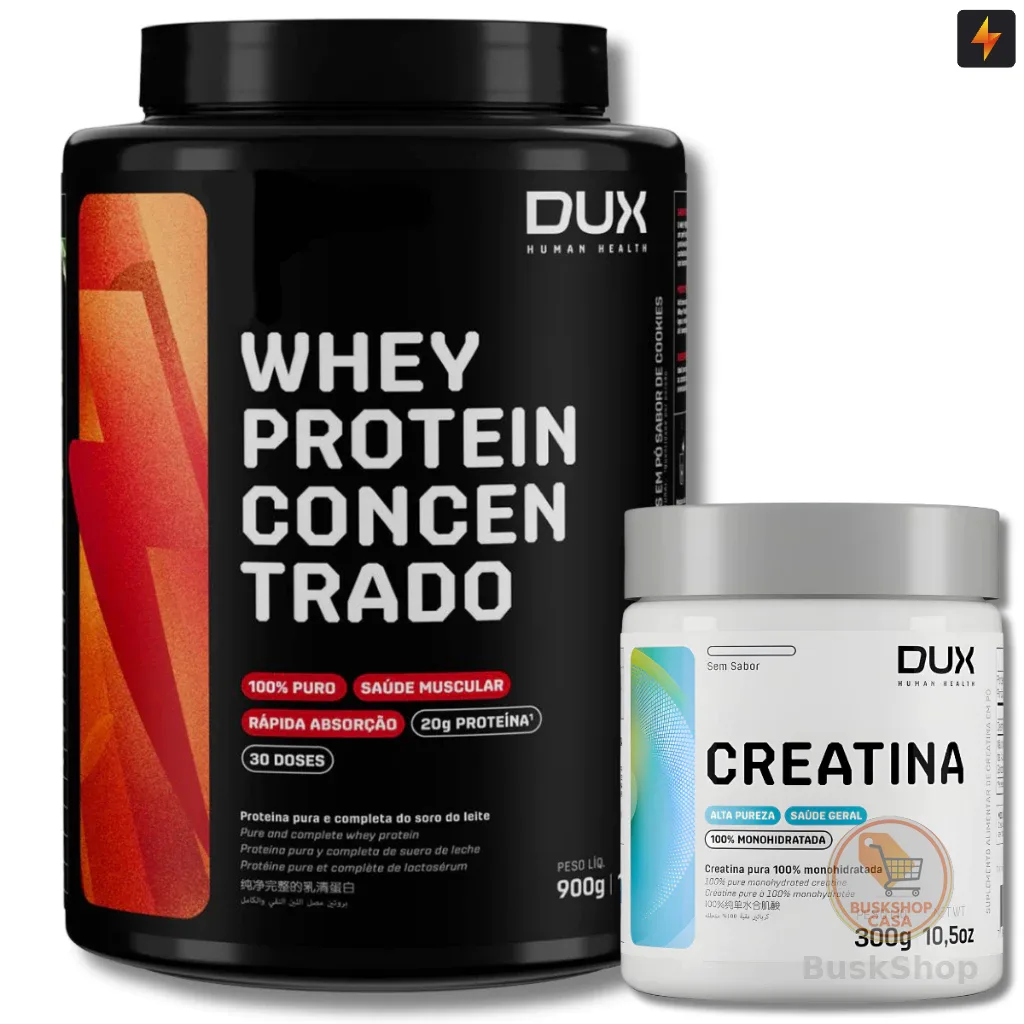Kit Whey Protein Concentrado 900g + Creatina Monohidratada 300g Dux Human Health