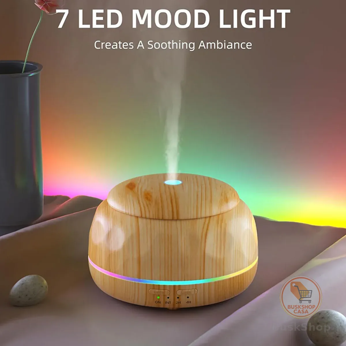 Difusor de Óleo Essencial e Umidificador de Ar para Ambiente, Máquina de Aroma com Timer Remoto, Ultrassônico, USB, Luz LED de Ambiente 300ML