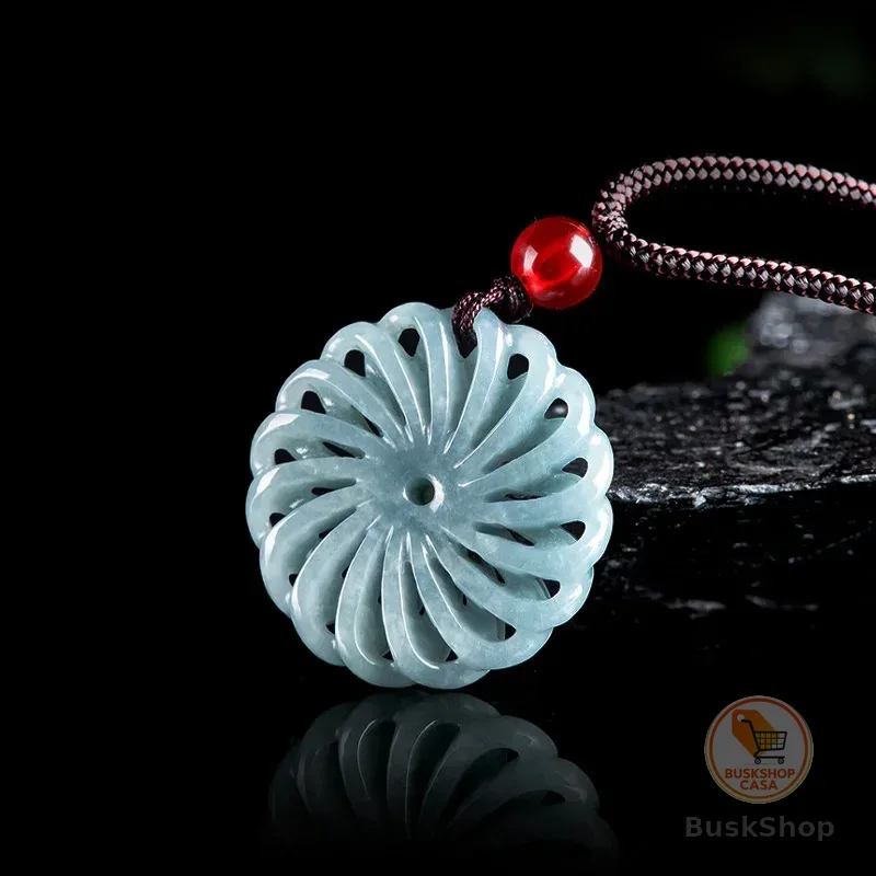 Colar com Pingente de Flor em Jadeíta Birmanesa, Acessórios de Moda, Talismãs, Amuleto Esculpido, Jade Birmanês, Gema Natural