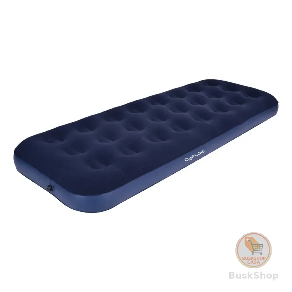 Colchão Inflável Solteiro Multiuso Aveludado O2flow Azul