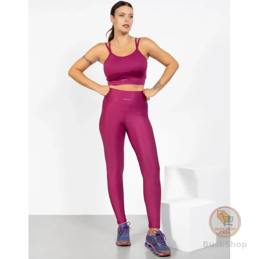 Conjunto Top Bojo E Leg Cós Alto Fitness Feminino Academia Amora Lisa G