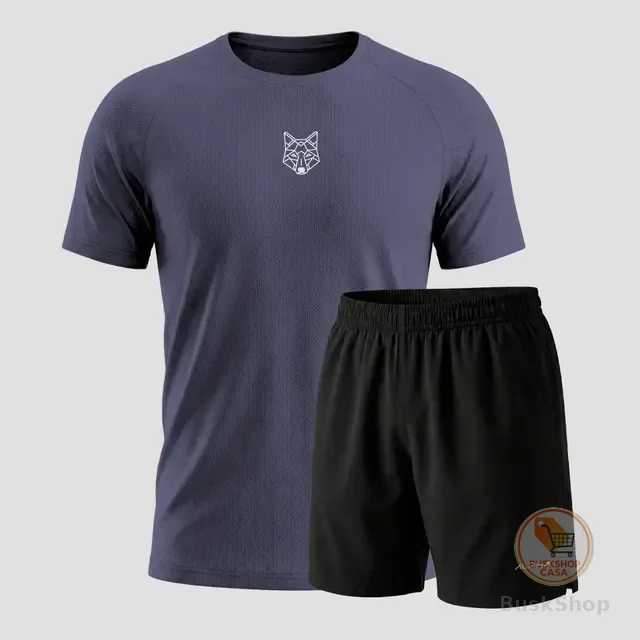 Kit Bermuda+camiseta Lobo Dry Fitness Academia Alpha
