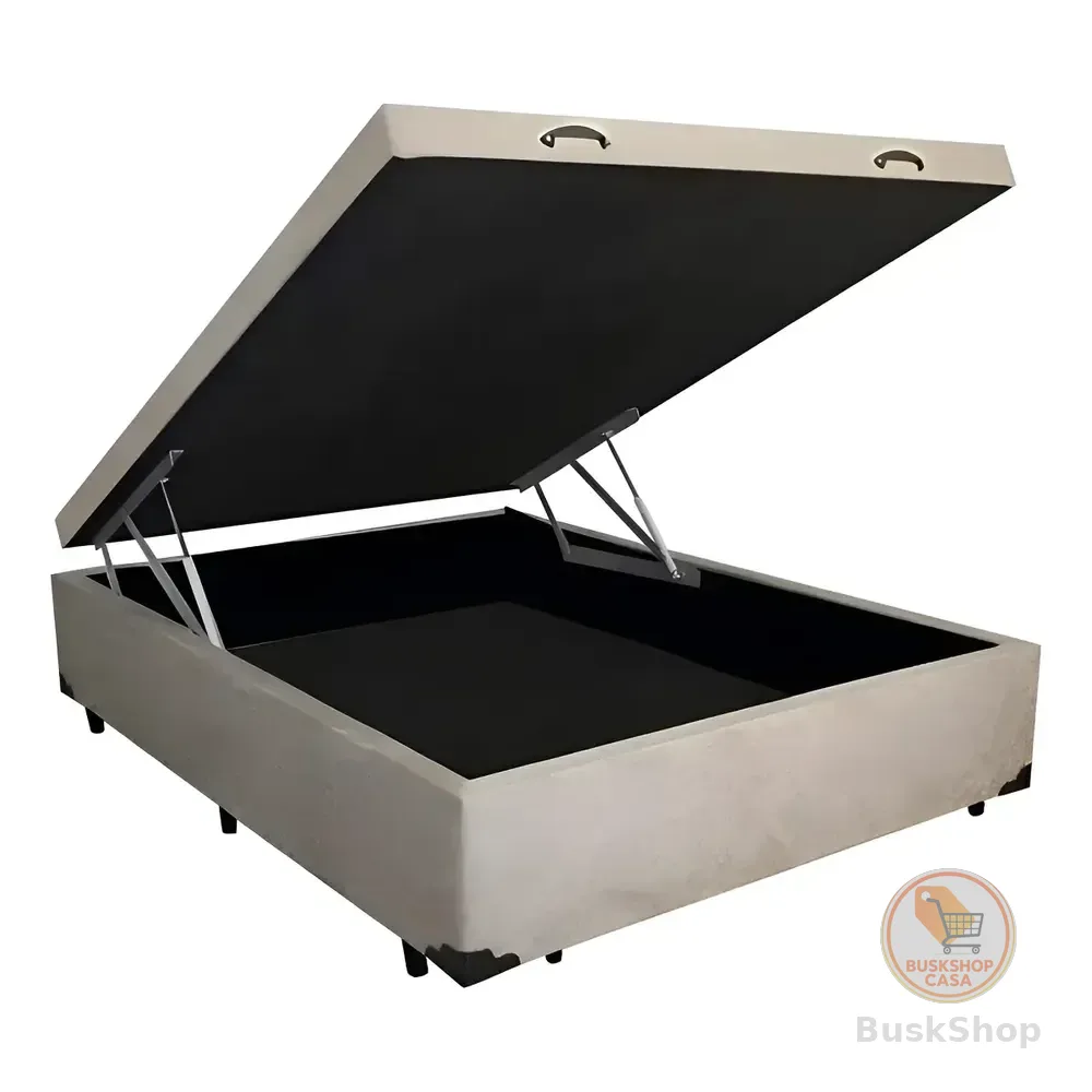 Cama Box Baú Premium Casal 138 Bello Box - Suede Cor Bege