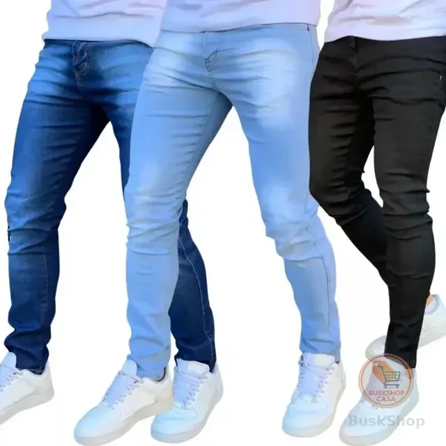 Kit 3 Calça Jeans Masculina Skinny Costura Reforçada