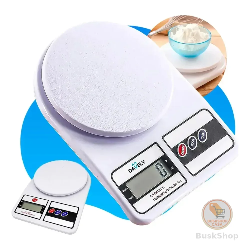 Balança Digital De Precisão 10kg Davely Cook Cozinha Para Uso Domestico E Profissional Fitness Ideal Para Dietas Treinos Alimentos Confeitaria Nutrição Branco 10 Kg
