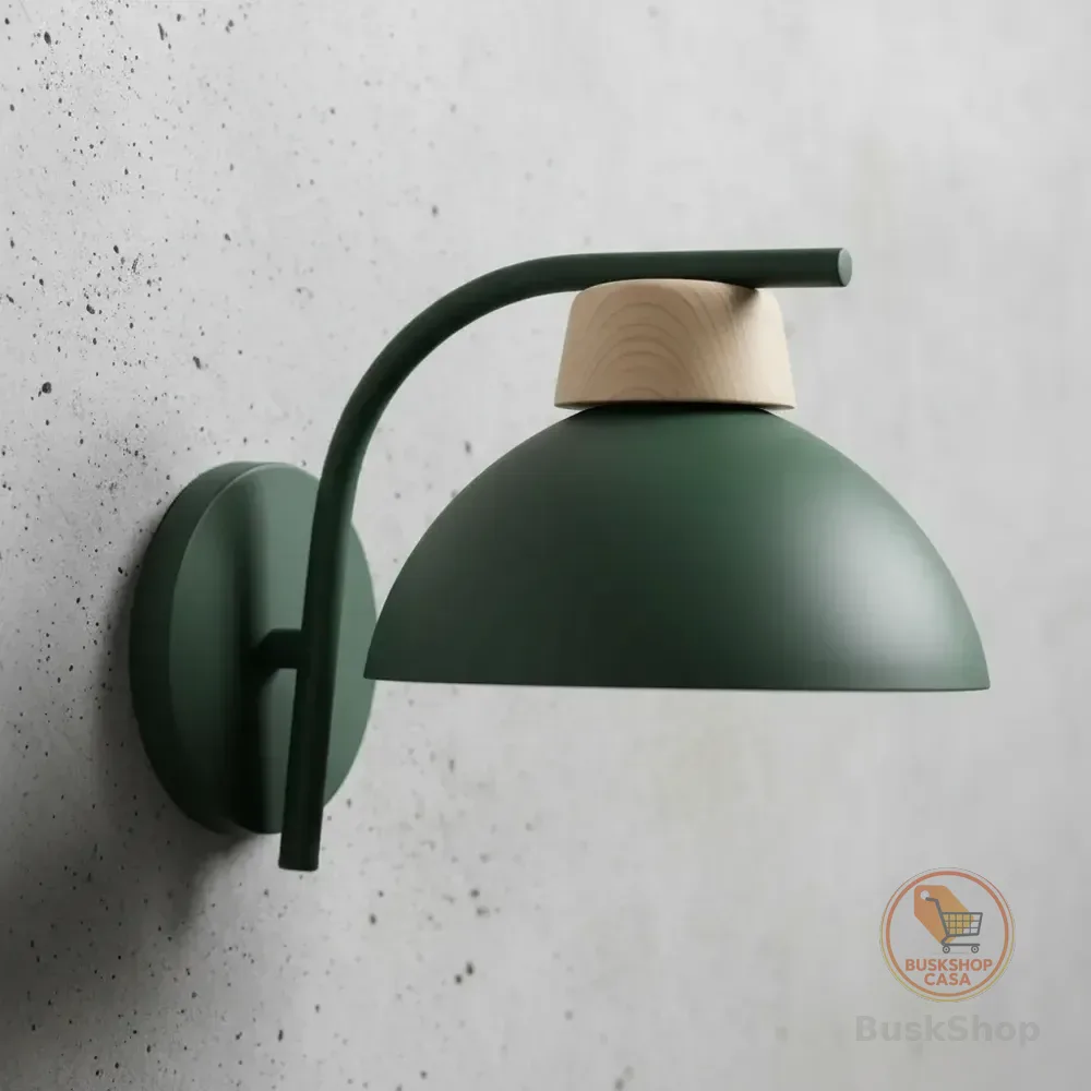 Arandela Moderna Detalhe Em Madeira Design Sofisticado Luxo 127/220v Verde