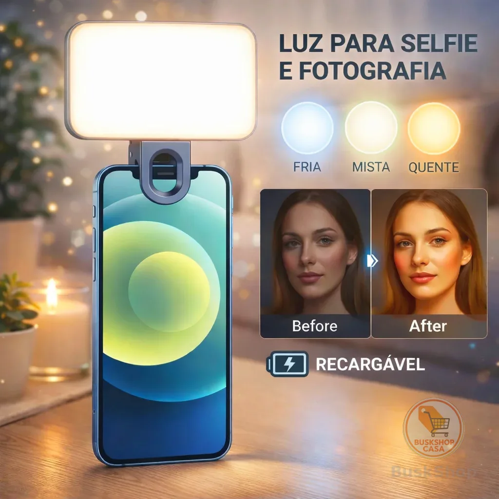 Mini Led 3 Modos De Luz LED Selfie Clip Live Stream Video Clip-on Portátil Maquiagem Recarregável