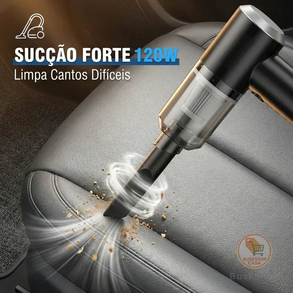 Aspirador De Mão Portátil Sem Fio 120w Para Carro E Casa Sucção Forte 1pcs Black 7.4v