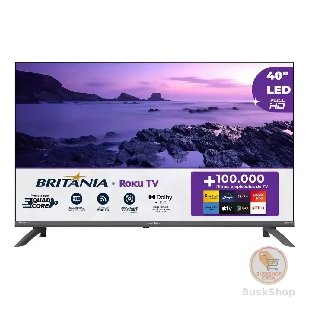 Smart TV 40” Britânia B40CRA Full HD Wi-Fi HDMI USB Conversor Digital