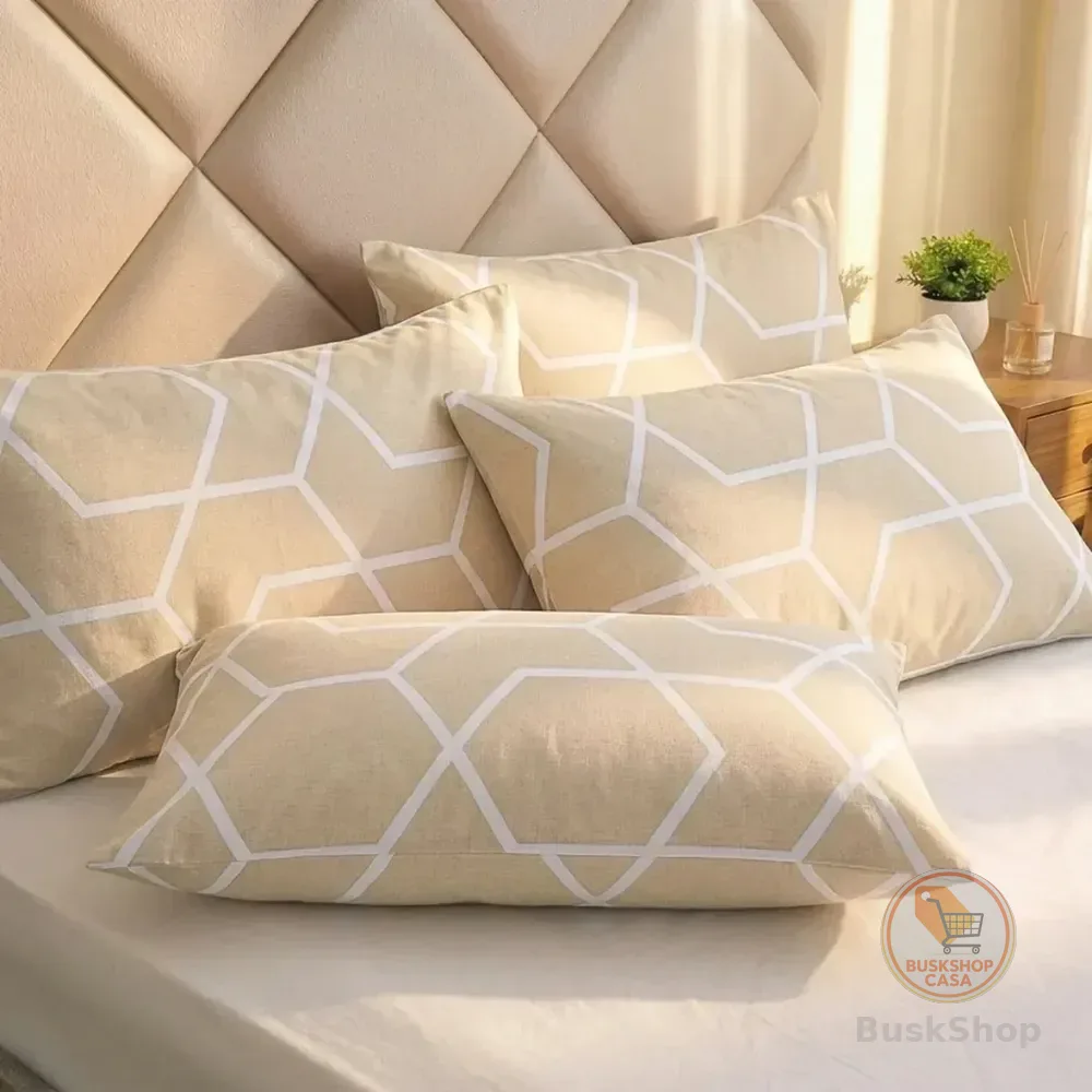 Kit 4 Fronhas Avulsas Estampadas 100% Algodão Malha Com Zíper 50x70cm Toque Macio Anti Bolinha Não Encolhe Fronha Para Travesseiro Modelo 9 Cozzilar Estampado
