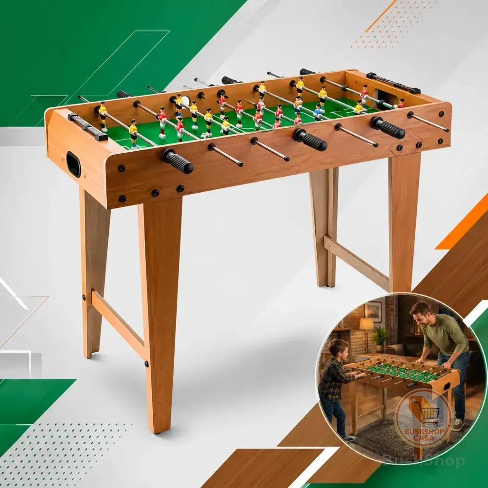 Mesa De Pebolim Infantil Com Pés Altos Totó Mdf 70cm 2 Bolas Marrom